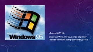 Microsoft (1995)
Introduce Windows 95, siendo el primer
sistema operativo completamente gráfico
3 de Diciembre del 2016Denisse A. Valle Vera 1°A
 
