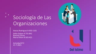Sociología de Las
Organizaciones
Stacey Rodriguez 8-950-1101
Edilia Gaitan 9-755-841
Bretney Flores
Maria Hilton 8-503-421
Actividad N°2
21-7-2021
 