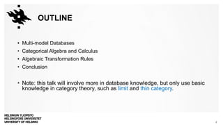 Category calculus and algebra for multi-model databases | PDF