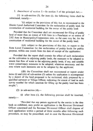 Act 29/2018-Kerala Nelvayal Thanneerthada Samrakshana Modification Act ...