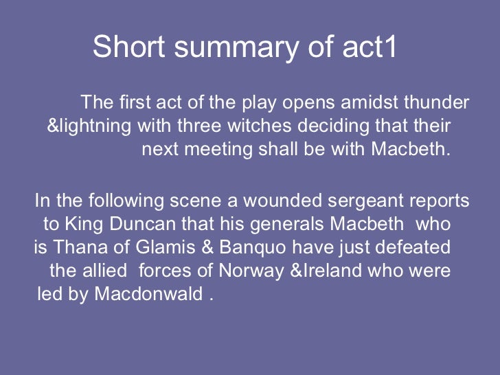 Denada Short Summary Of Macbeth Act 2