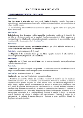 Lectura: Ley General de Educación - Síntesis | PDF
