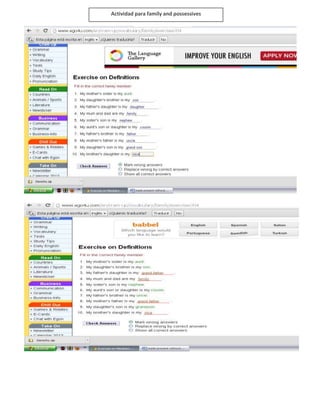 Actividad para family and possessives

 