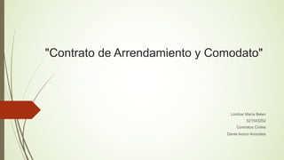"Contrato de Arrendamiento y Comodato"
Lombar María Belen
521543252
Contratos Civiles
Dante Acevo Anonales
 