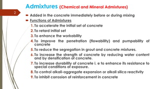 Advanced Concrete Technology- Properties of Admixtures | PDF