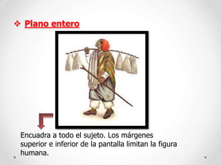  Plano entero

Encuadra a todo el sujeto. Los márgenes
superior e inferior de la pantalla limitan la figura
humana.

 