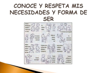 CONOCE Y RESPETA MIS NECESIDADES Y FORMA DE SER