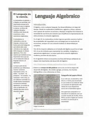 Actividad 4. Expresiones Algebraicas