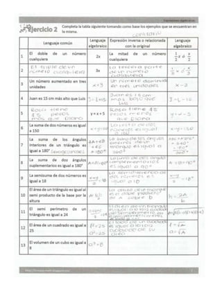 Actividad 4. Expresiones Algebraicas