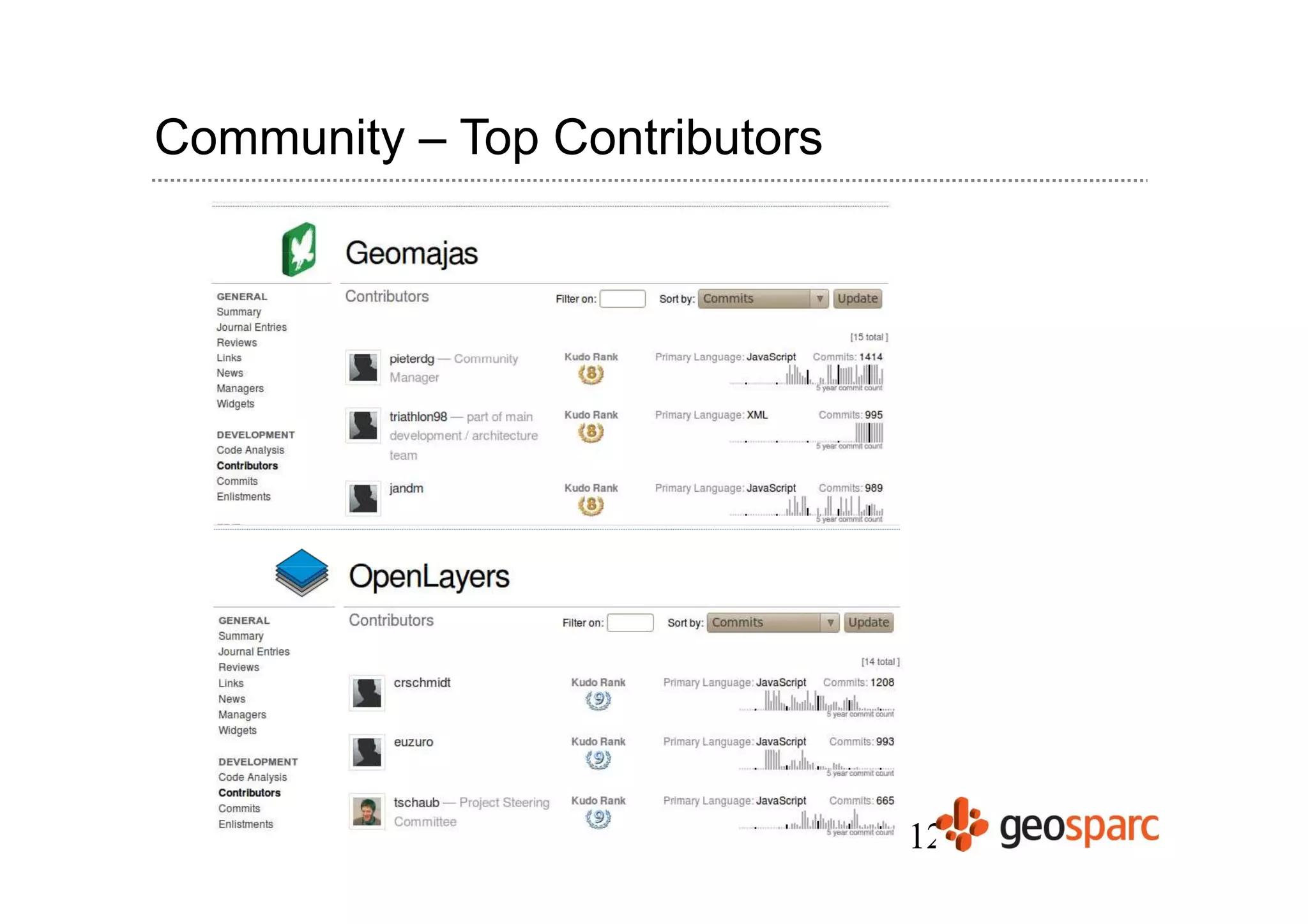 Community – Top Contributors




                               12
 