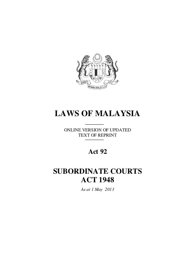 Act 92 Subordinate Courts Act 1948