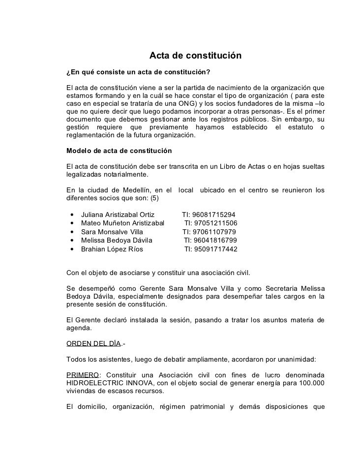 ACTA DE CONTITUCIÓN DE MI EMPRESA