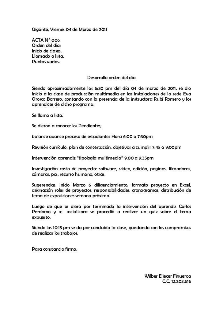 Acta 006. 04 de marzo de 2011