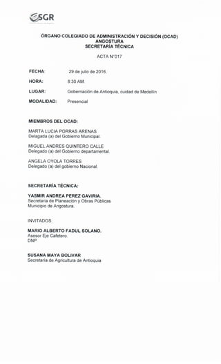Acta 017 OCAD Rendicion de Cuentas Municipio de Angostura