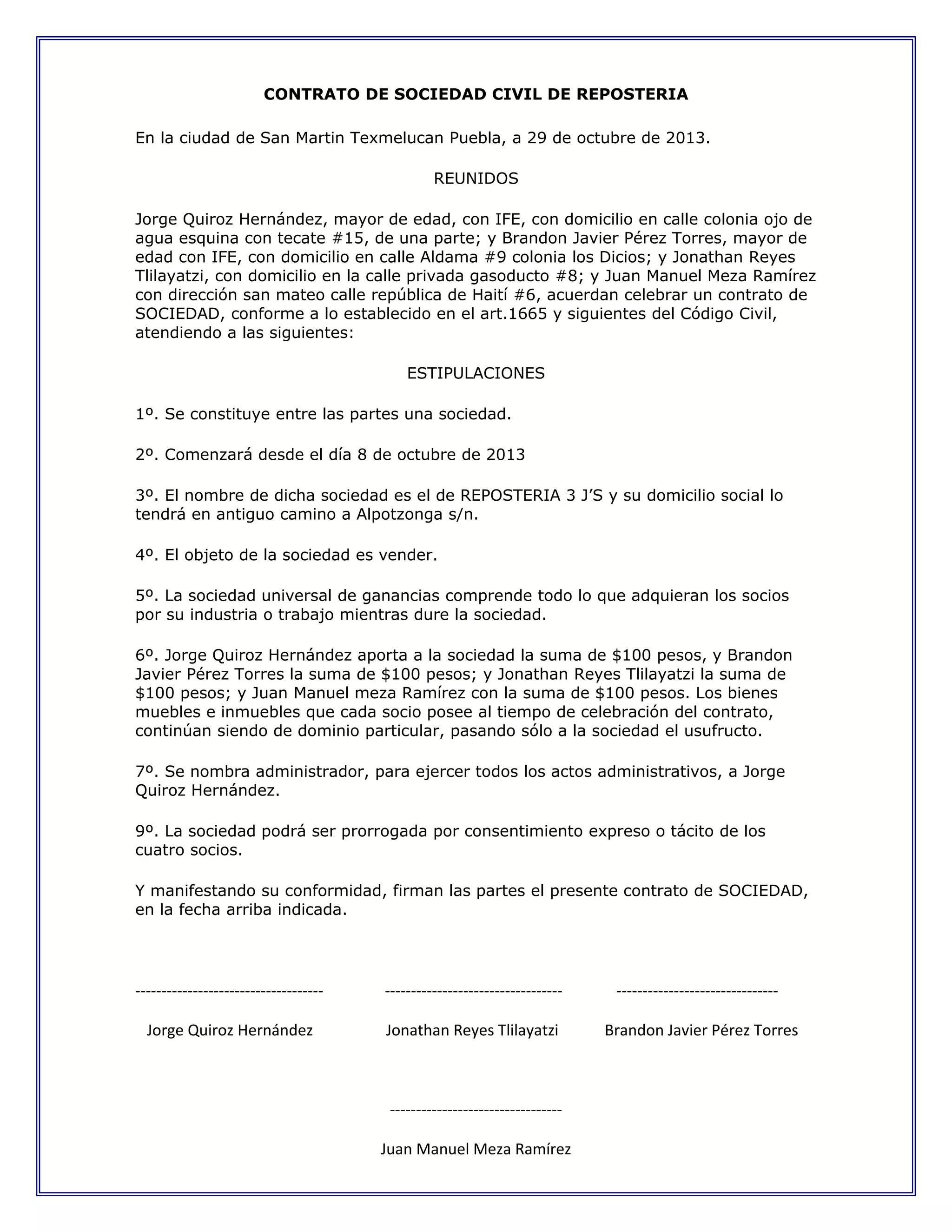 Acta constitutiva de empresa | DOC