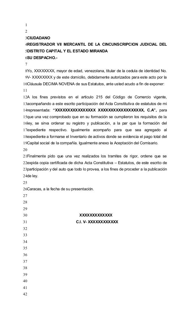 Acta constitutiva de empresa en venezuela