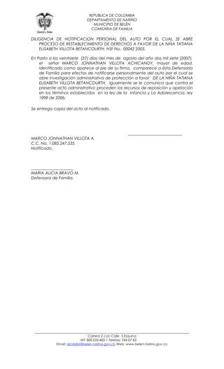 Acta custodia y cuidado provisional