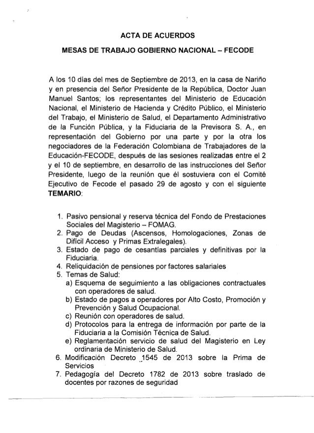 Acta de acuerdos gobierno nacional fecode 10 de sep. 2013