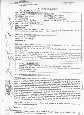 /, GE
t' / POLtciAoLlvtANA
- DIRECCION DEPARTAMENTAL
nrERzA EspECrAr_ DE LUCHA¿¿;ñr'üal cRTMEN
. La paz _ Bolivia
v
ACTA D...