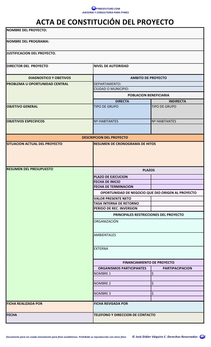 Acta de constitución proyecto