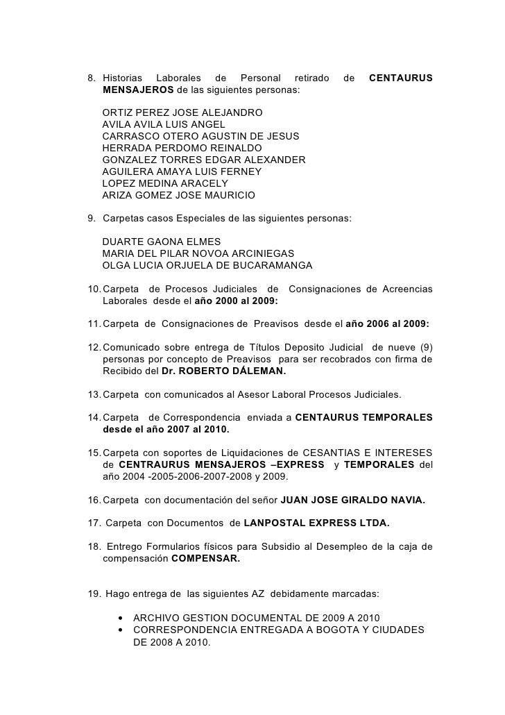 Acta De Entrega De Secretaria De Gestion Humana