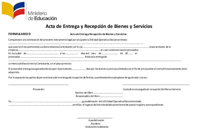 Entrega Recepcion Modelo De Acta De Entrega De Bienes  Vários Modelos