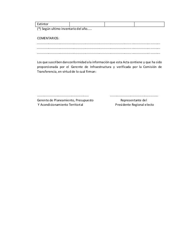 ACTAS RECOMENDADAS EN EL PROCESO DE TRANSFERENCIA DE 