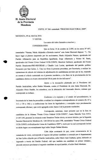 Acta de proclamación de candidatos 28 06-2009