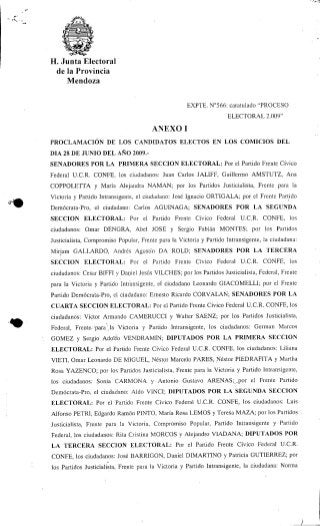 Acta de proclamación de candidatos 28 06-2009