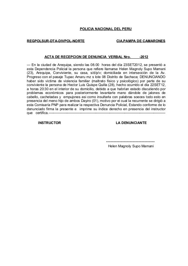 Acta de recepcion de denuncia