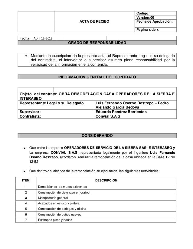 Acta de recibo