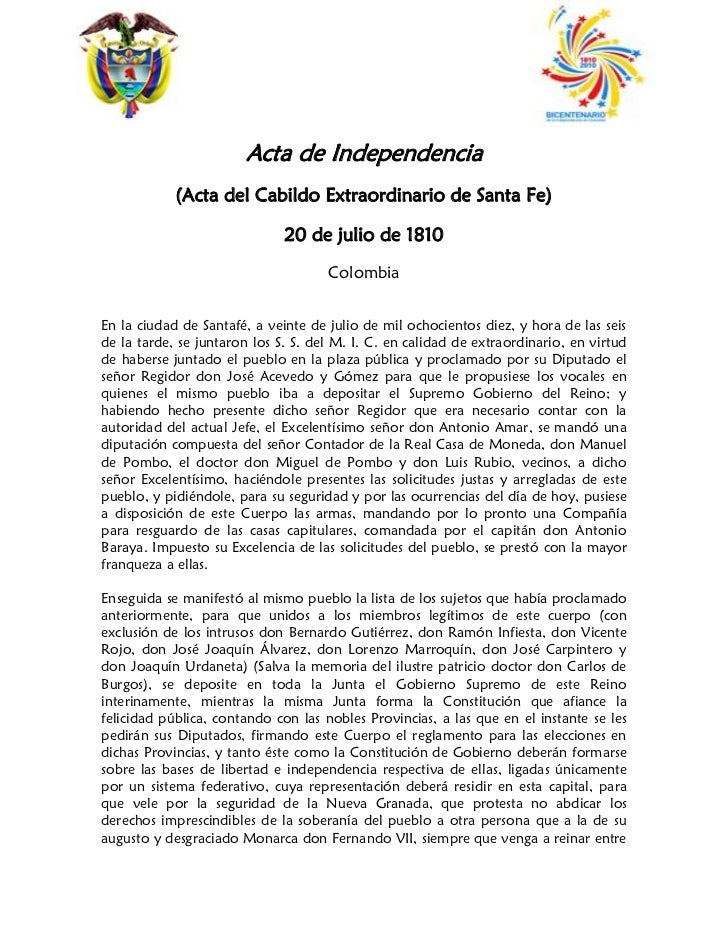 Resultado de imagen para acta colombia