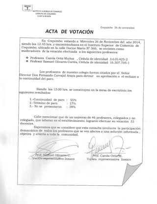 Acta votación INSUCO Coquimbo