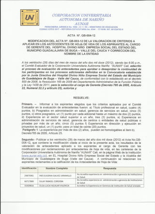 Acta no. 3 publicación antecedentes ese divino niño buga