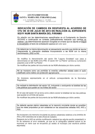 AYUNTAMIENTO DE
SANTA MARÍA DEL PÁRAMO (León)
C. I.F. : P-2416000-D Plaza Mayor, 11. C.P. 24240
TFNOS: 987 35 04 41- 987 35 05 70 FAX: 987 35 15 07
 