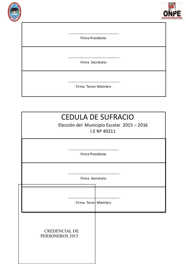 actas cedulas de municipio escolar 2015 i e nº 40211