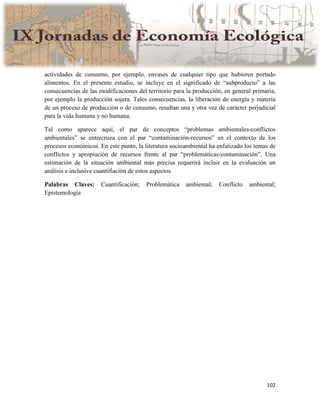 Actas IX Jornadas Economía Ecológica