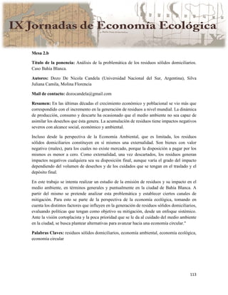 Actas IX Jornadas Economía Ecológica