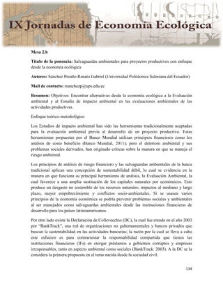 Actas IX Jornadas Economía Ecológica