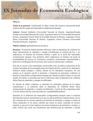 Actas IX Jornadas Economía Ecológica