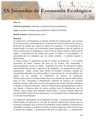 Actas IX Jornadas Economía Ecológica