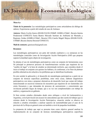 Actas IX Jornadas Economía Ecológica