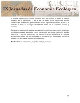 Actas IX Jornadas Economía Ecológica