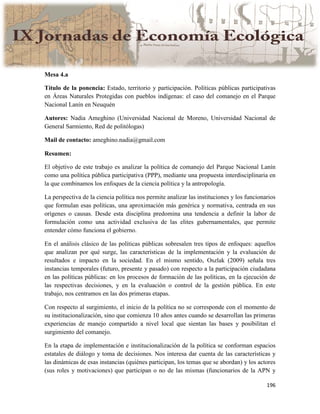 Actas IX Jornadas Economía Ecológica