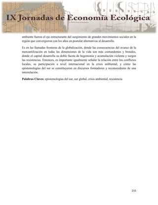 Actas IX Jornadas Economía Ecológica