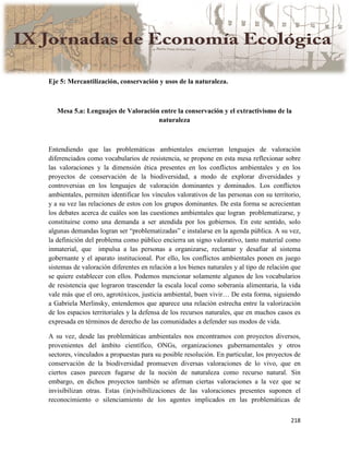 Actas IX Jornadas Economía Ecológica