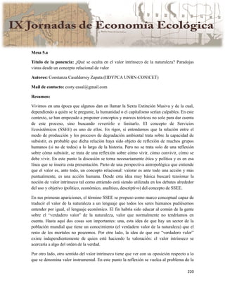 Actas IX Jornadas Economía Ecológica