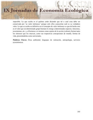 Actas IX Jornadas Economía Ecológica