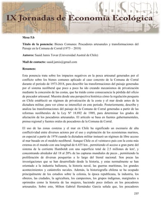 Actas IX Jornadas Economía Ecológica