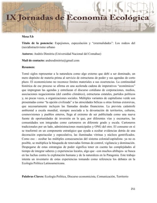 Actas IX Jornadas Economía Ecológica